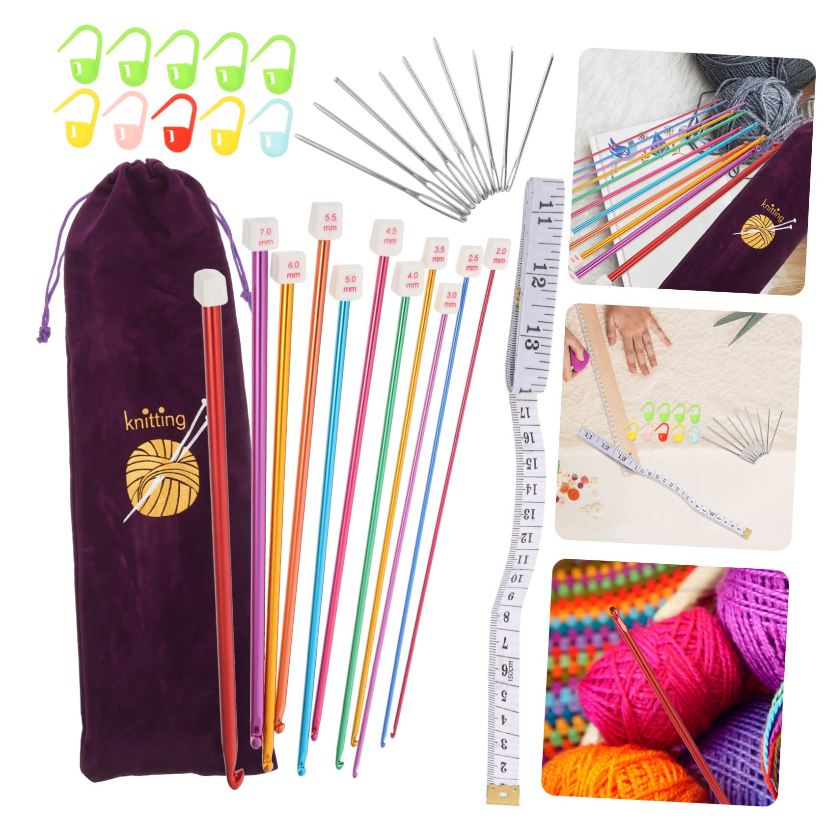 Angoily 2 Juegos Agujas de Ganchillo y Crochet de Aluminio Anodizado Herramientas Suaves y Duraderas para Tejer Mantas Bufandas y Gorros para Principiantes y al Hilo