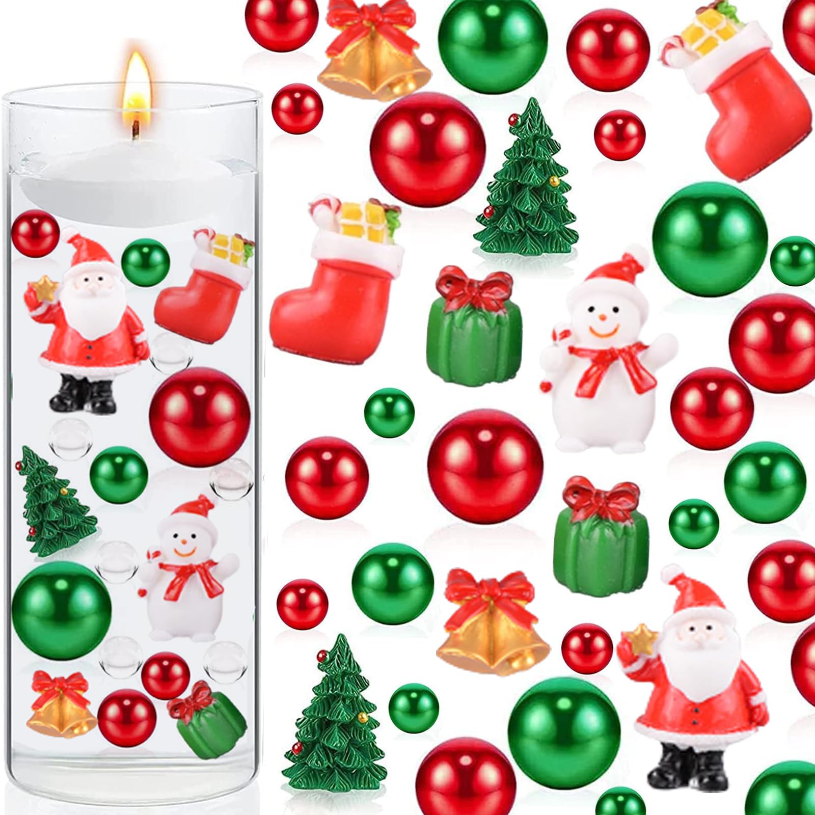 98 Pieces Christmas Vase Filler Decorations for Beads Faux Beads Party Garland for Vases Filler Wedding Centerpiece Christmas Party Decor (Christmas Theme)