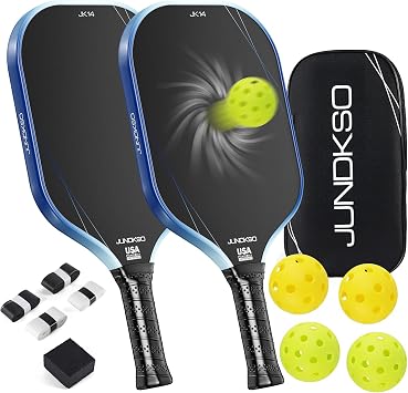 Pickleball Paddles Set of 2 - Composite Carbon Fiber Pickle Ball Paddle - USAPA Compliant Pro Pickle Racket - Portable Outdoor Sports Equipment - Mens and Womens Training or Game Gift Set