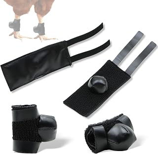 4 Pack Rooster Gloves - Premium Poultry Rooster Accessories, Protective Rooster Leg Protector, Durable PU & Innovative Opening and Closing Design for Roosters (4-11/64" x 1-13/16", Black)