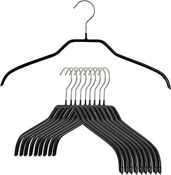 Mawa by Reston Lloyd Non Slip Space Saving Wide Width Clothing Hanger, Style 45/F, Set of 10pcs, Black