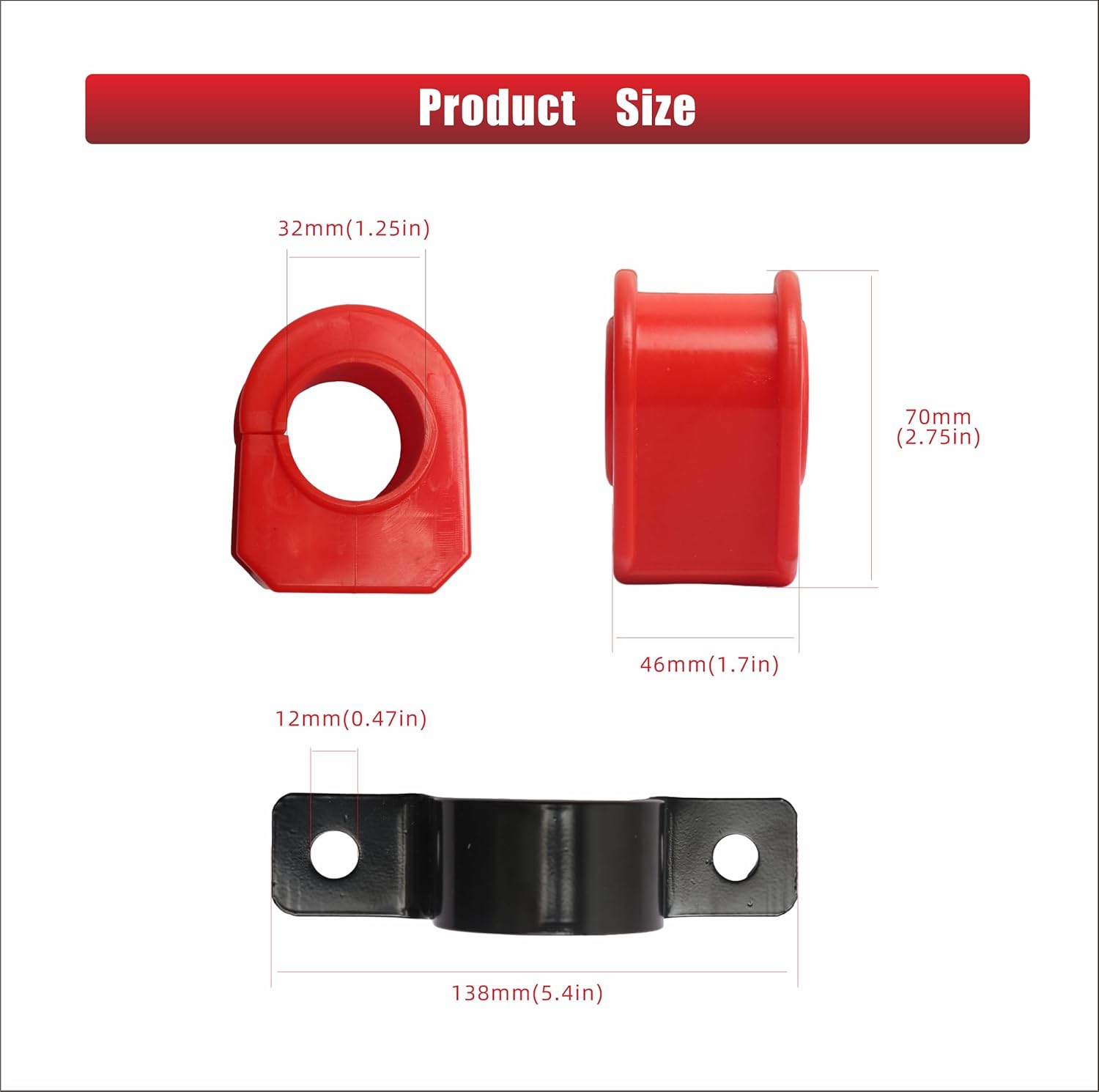 K80201 Front Sway Bar Bushing Kit for Ford 1999-2006 4WD F-250, F-350, F-450, F-550 Super Duty Replacement Durable Polyurethane for Reduced Vibration & Noise 32mm Replaces#K80201