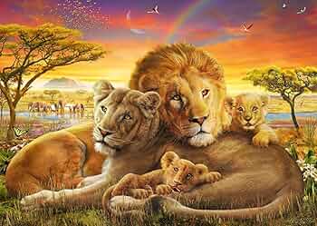 Amazon.com: Schmidt Spiele 58987 Cuddly Lion Family Jigsaw Puzzle