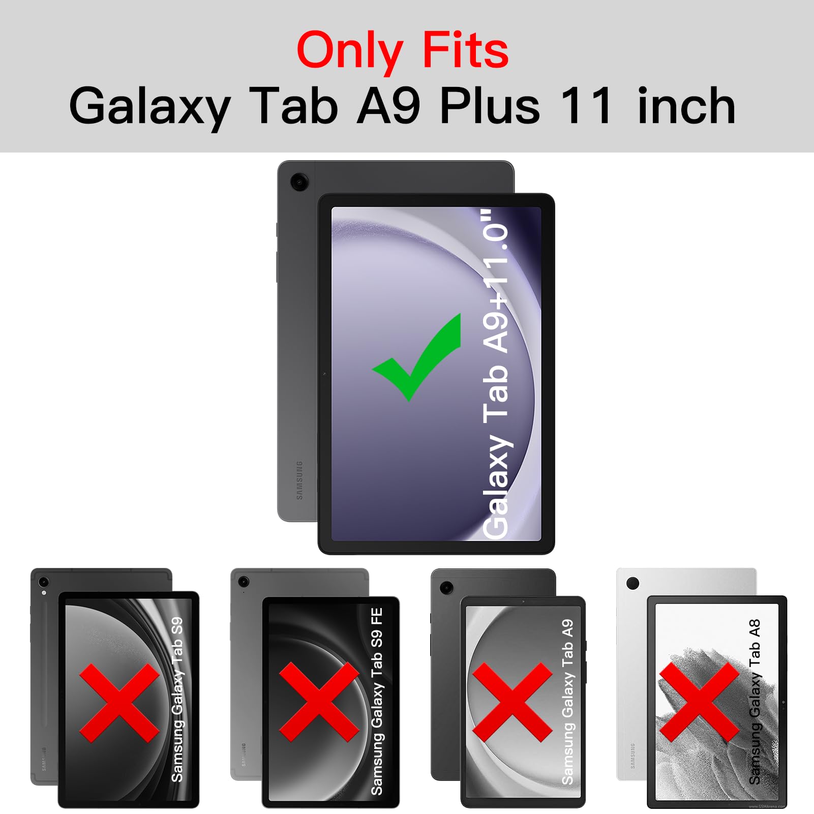 Trackpad Keyboard Case for Samsung Galaxy Tab A9 Plus/A9+ 11 Inch 5G 2023 SM-X210/X216/X218, Slim and Portable Stand Cover Detachable 7-Color Backlit Keyboard for A9+ Tablet with S Pen Holder Black