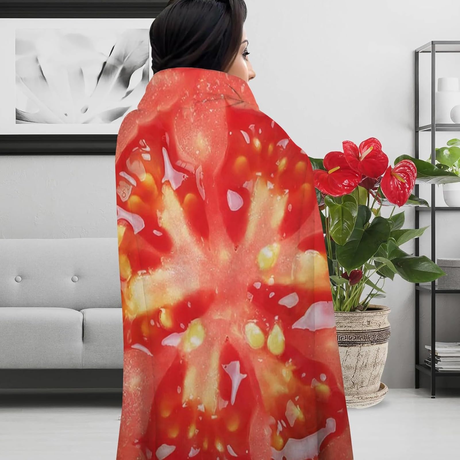 Amazon｜トマトブランケット、 面白いフードブランケット、 ソフト