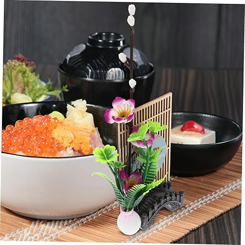 Miniatura 6 de UPKOCH Plantas de casa Platos de plástico Plantas de plástico Plato de alimentos Decoración Plato Flores simuladas Plato de hotel Adornos de flores