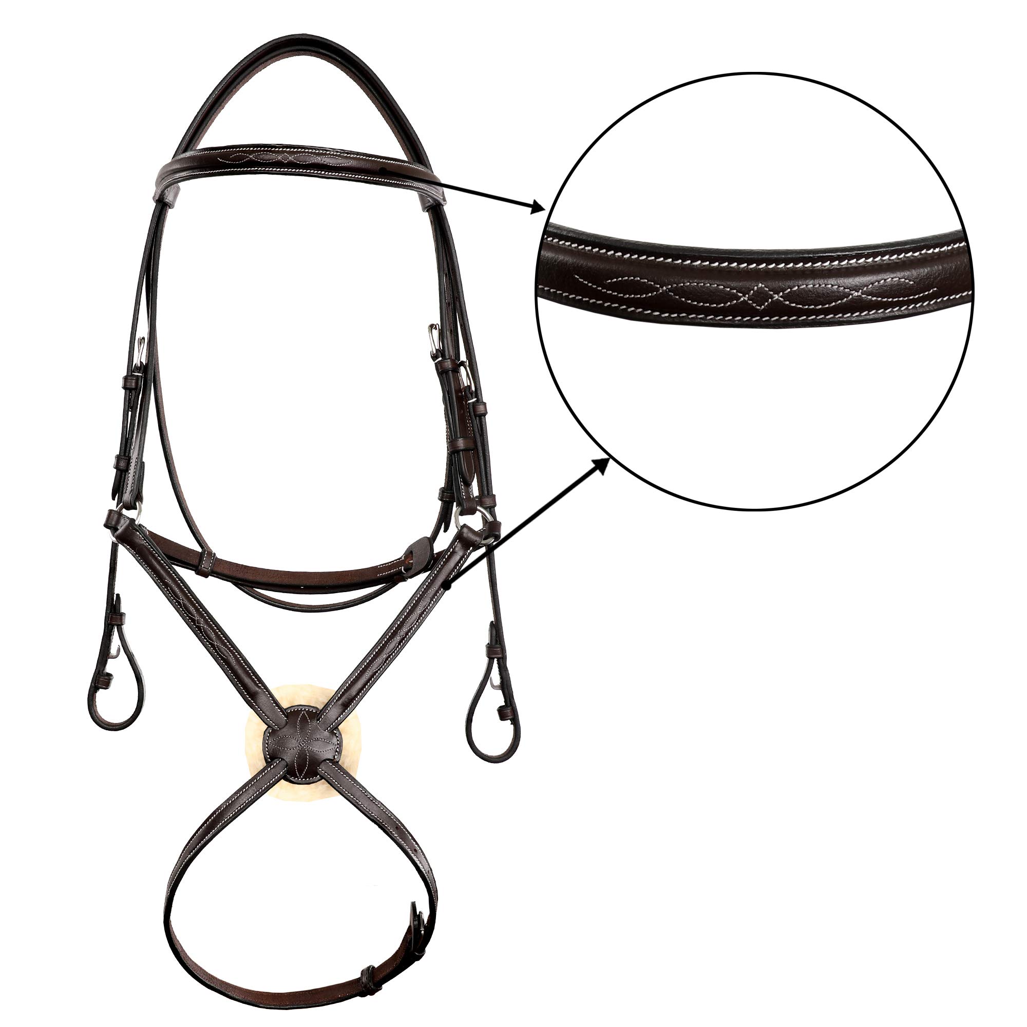 Figura elevada de lujo tradicional asequible 8 brida con riendas de cordones | Brida para caballo | Tack de caballo inglés