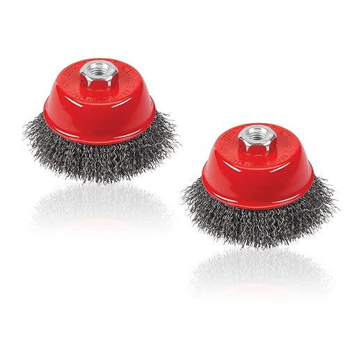 Artibox 2 cepillos de alambre de 3 pulgadas para amoladora angular de 4-12 pulgadas, eje roscado UNC de 58 a 11 UNC, acero al carbono de 0.002