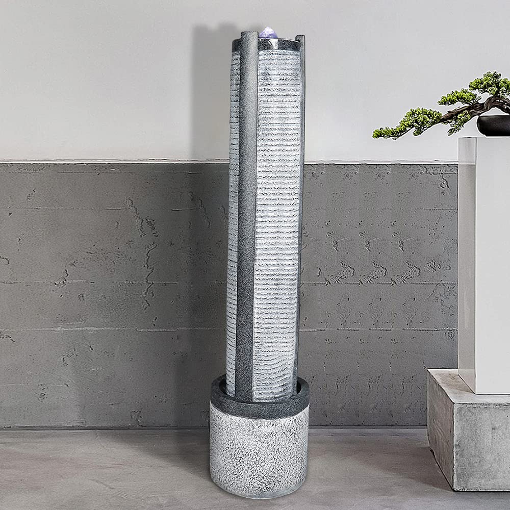 watnature Modern Indoor Outdoor Water Fountain 39.3” H Columnar