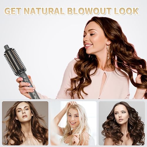 Miniatura 5 de TANSHINE Cepillo de rizador, cepillo térmico para rizar de 1.25 pulgadas, cepillo redondo profesional con calentamiento instantáneo antiquemaduras