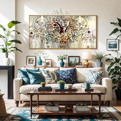 Miniatura 5 de Arte de pared, pinturas de arte abstracto, pósteres del árbol de la vida, impresiones de paisaje, pintura en lienzo moderna y colorida para sala de