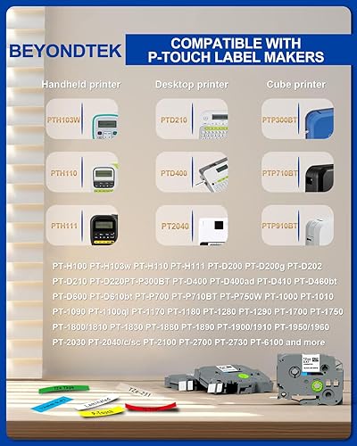 Miniatura 3 de Cinta PTD210 TZe131 TZe231 TZe431 TZe531 TZe631 TZe731 P Cinta de etiquetas táctiles 0.472 in 0.47 Cinta laminada compatible con P-Touch PTH110