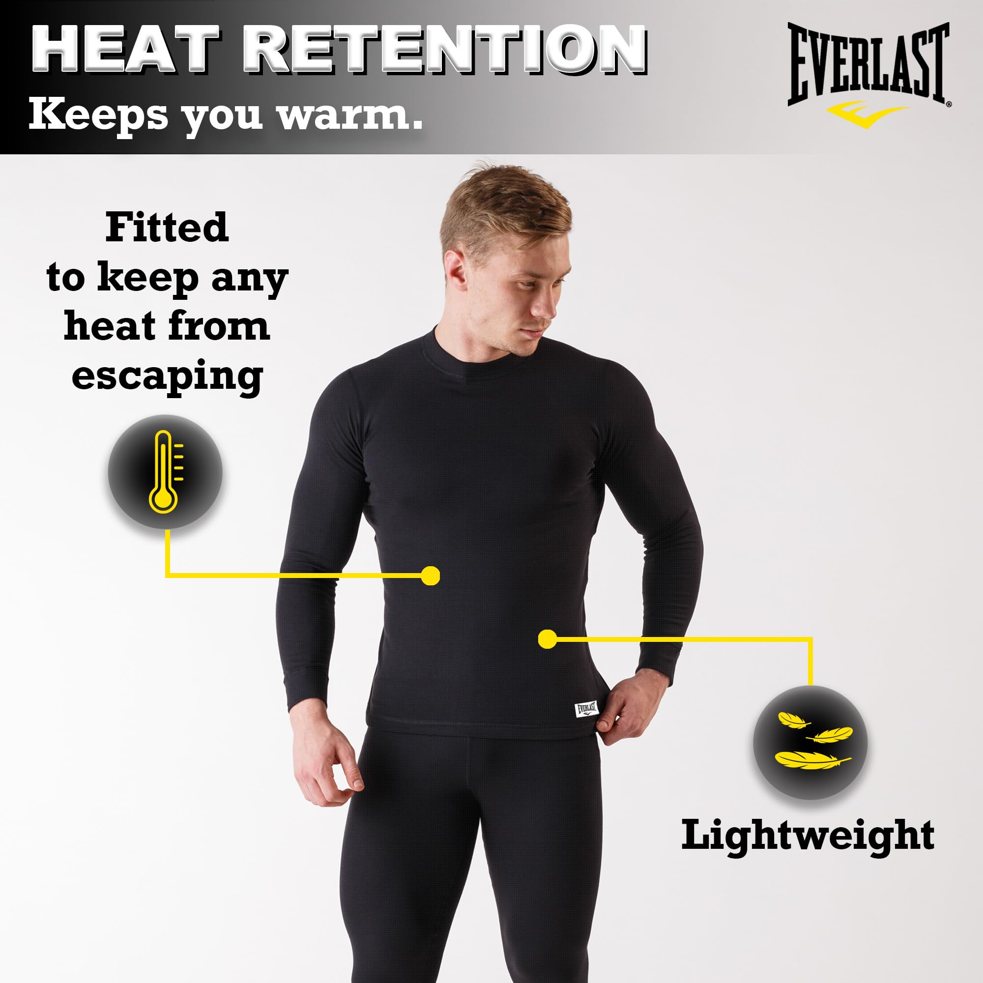 Everlast Thermounterwäsche-Set für Herren – Warmes Herren-Thermo-Shirt & lange Unterhose – kaltes Wetter, isoliertes Unterhemd für den Winter