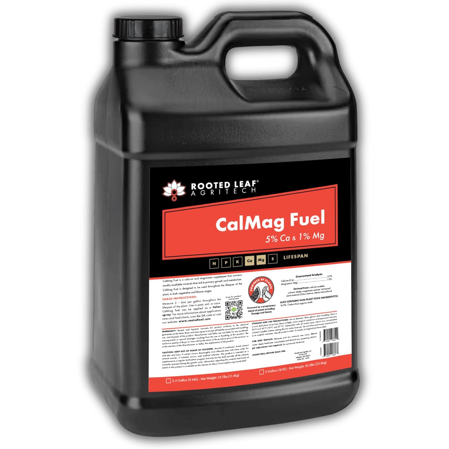 CalMag Fuel - Calcium and Magnesium Supplement with Zero nitrogen, Water Soluble, do not Adjust The pH, for Soil, Coco, peat, and foliar Spray - 2.5 Gallon