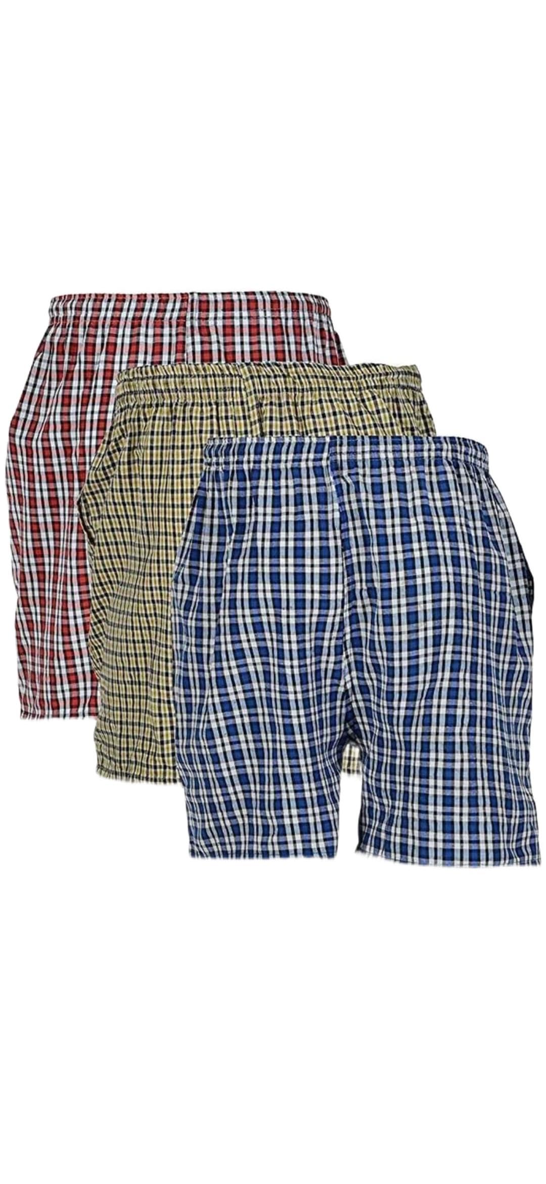 Men's Gingham Boxer Shorts, Multicolour Plaid, Relaxed Fit, Elasticated Waist, 3 Pack-image-32