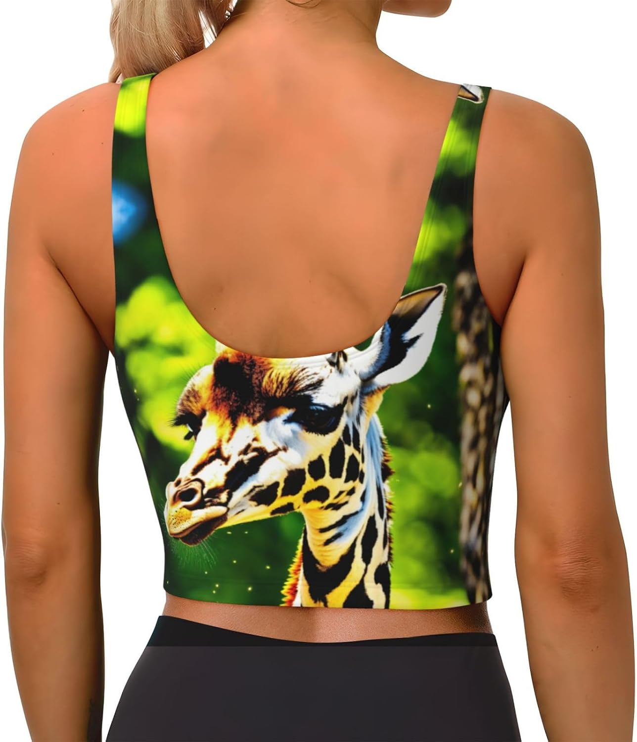 Clever Giraffe Print High Impact Sports Bras,Longline Sports Bra,Perfect for Yoga,Running and Gym Workouts