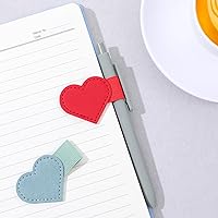 Vista 7 de 8 soportes de cuero con forma de corazón para bolígrafo, soportes autoadhesivos para lápices, para cuaderno, lazo elástico para calendarios