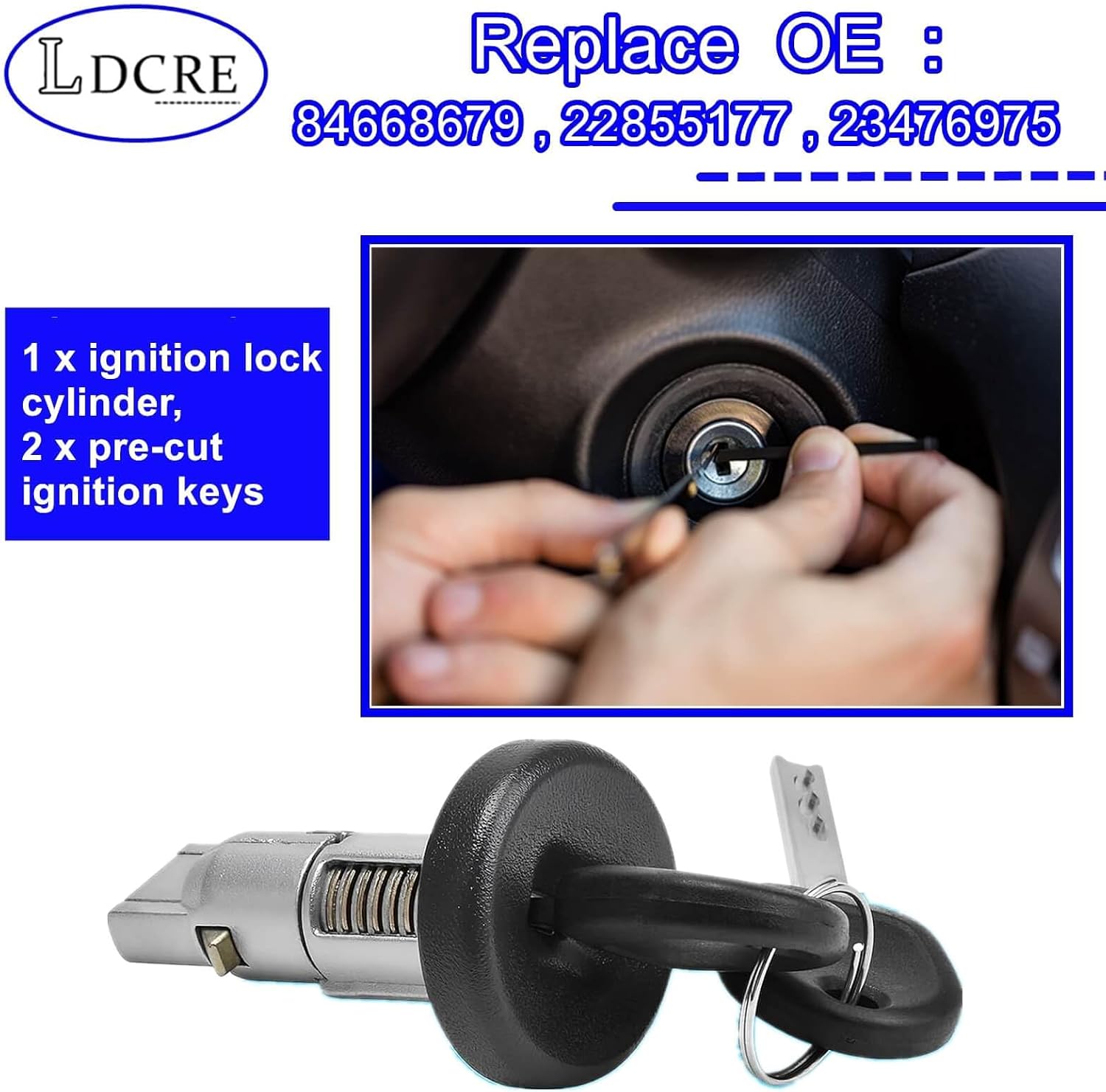 Ignition Lock Cylinder with Keys 84668679,Ignition Key Switch Lock Cylinder Compatible with 2014-2019 Chevy Chevrolet Silverado 1500 2500 3500 Suburban Tahoe Express, GMC Sierra Yukon Savana
