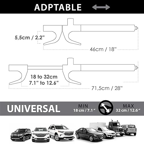 Miniatura 7 de KRASER WA839Y Cerradura para volante, alta seguridad, dispositivo antirrobo más visible y disuasorio para automóvil, bloqueo de barra de gancho