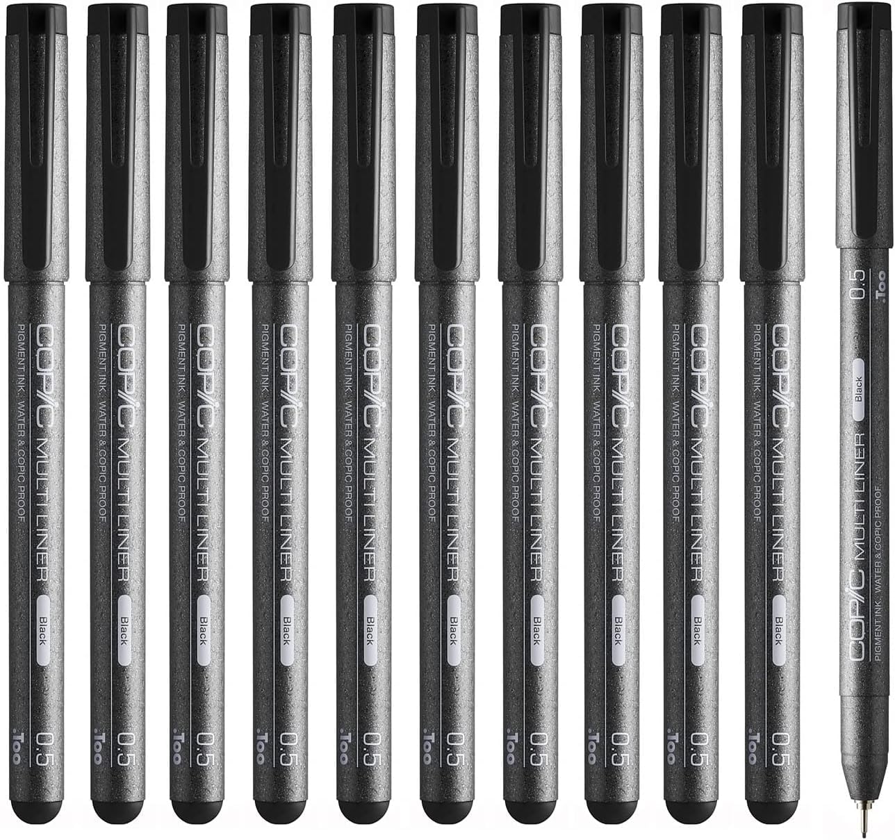 Copic Multiliner Black 0.5mm Pen Set of 12 Waterproof Pigment Ink Japan