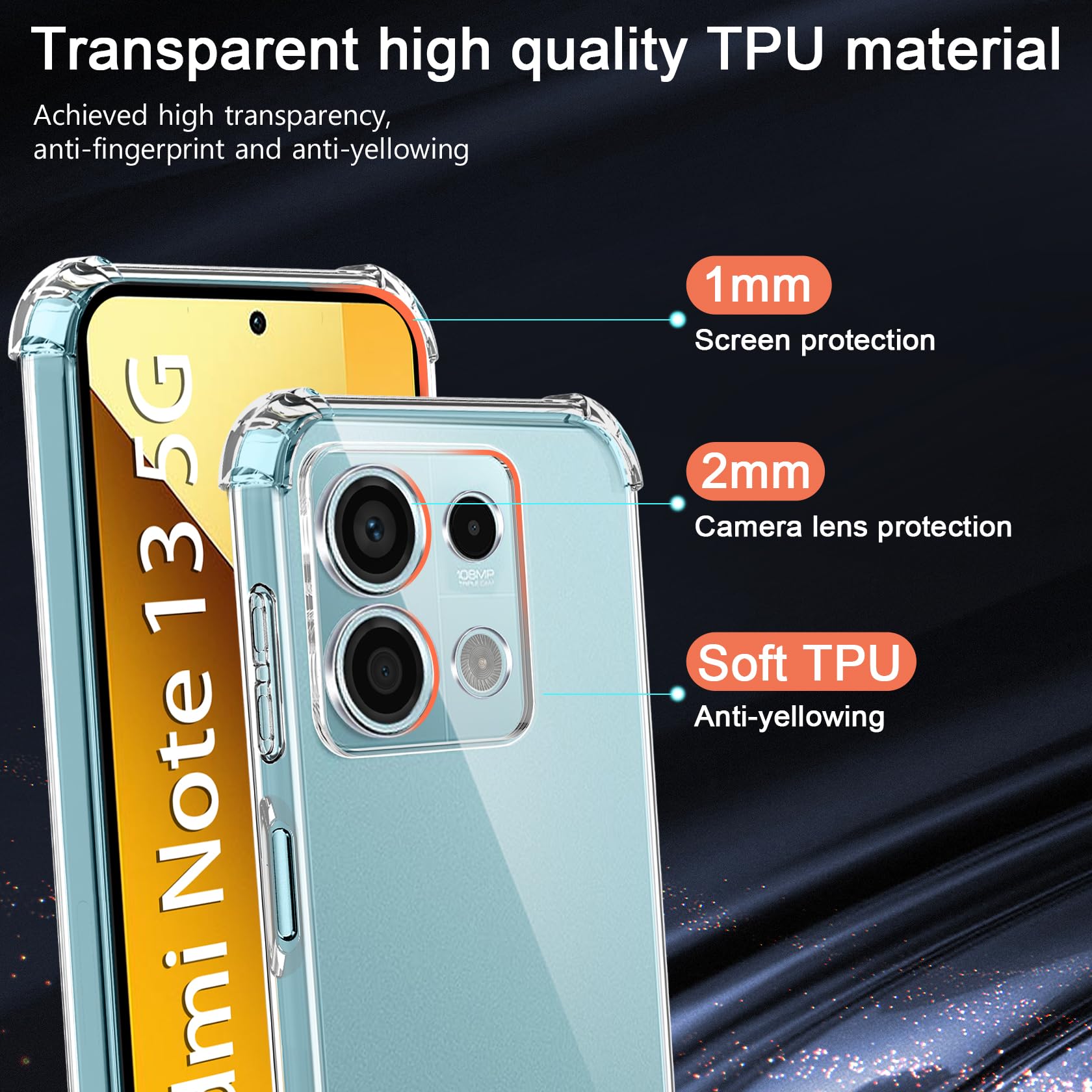 Coque Transparente Xiaomi 15T Pro 5G Avec 2 Verres Trempés - Silicone TPU Anti-choc, Anti-jaunissement - Protection Complète - 7