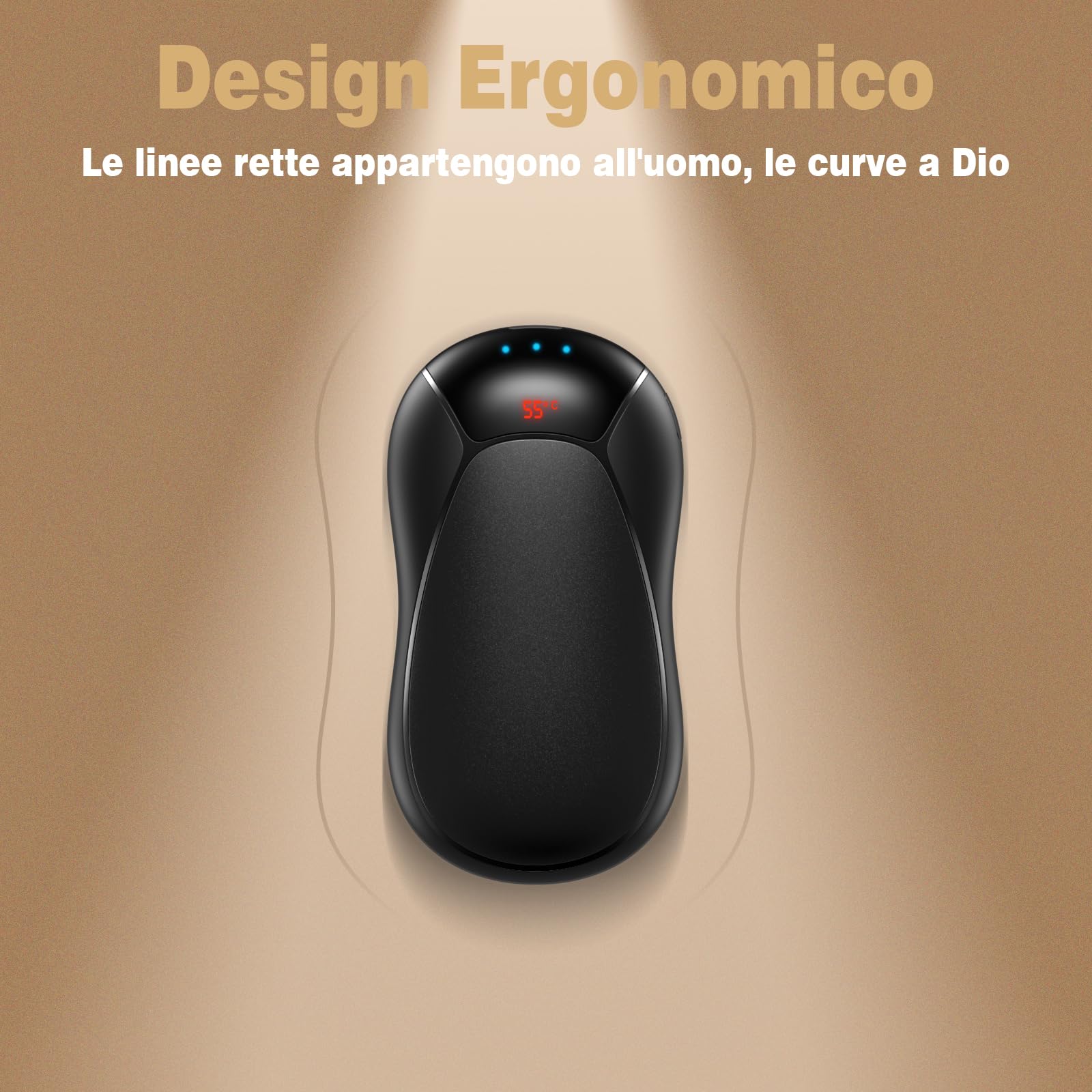 Scaldamani Ricaricabile Elettrici 8000mAh, Riscaldatore USB con 3 Livelli di Calore, Scaldamani Elettrico Portatile per Uomini e Donne Adatto a Golf, Caccia, Campeggio