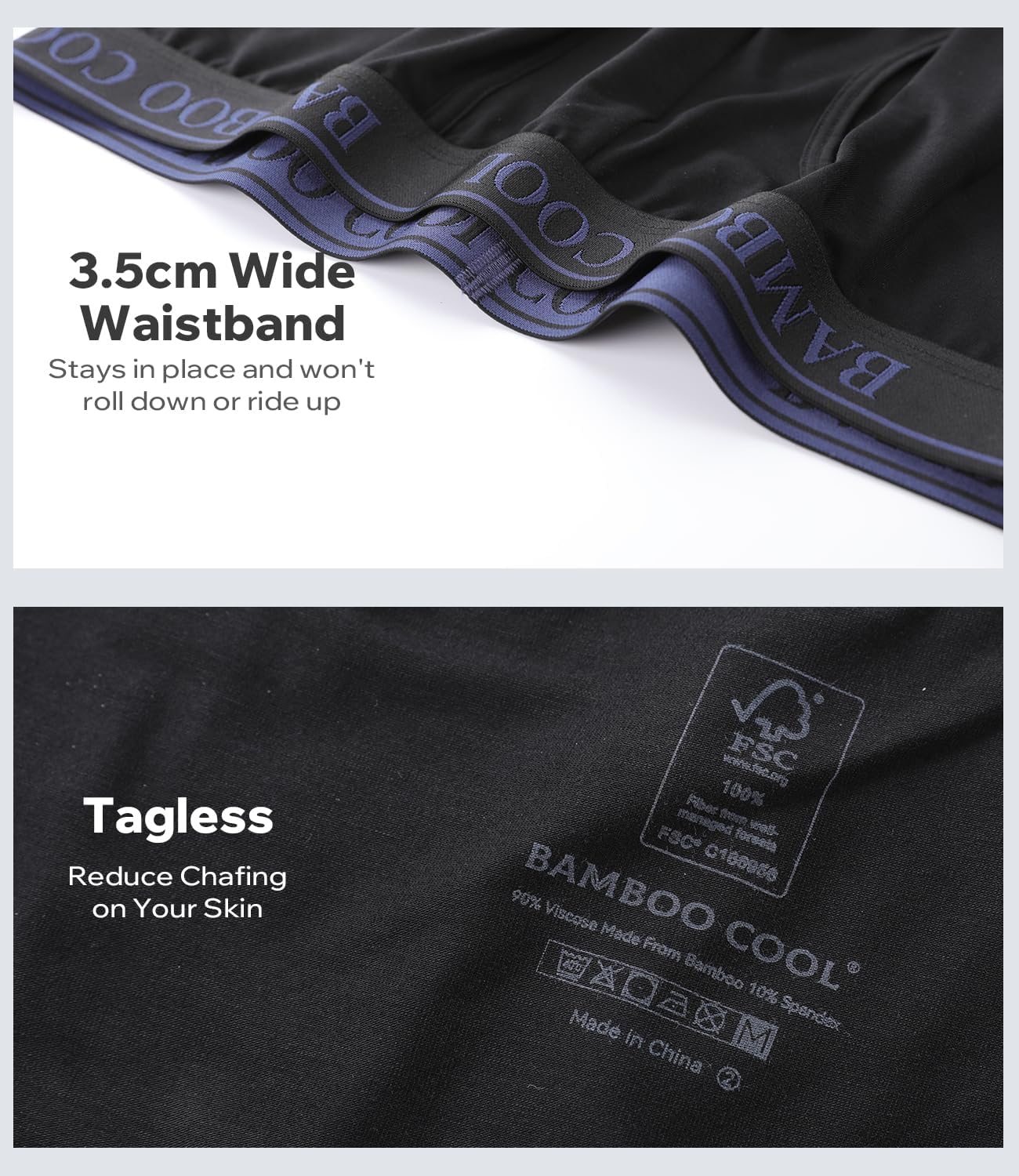 BAMBOO COOL Men's Ultra-Soft Boxer Briefs Underwear for Men Tag-Free No Ride-Up Mens Underwear - Image 3