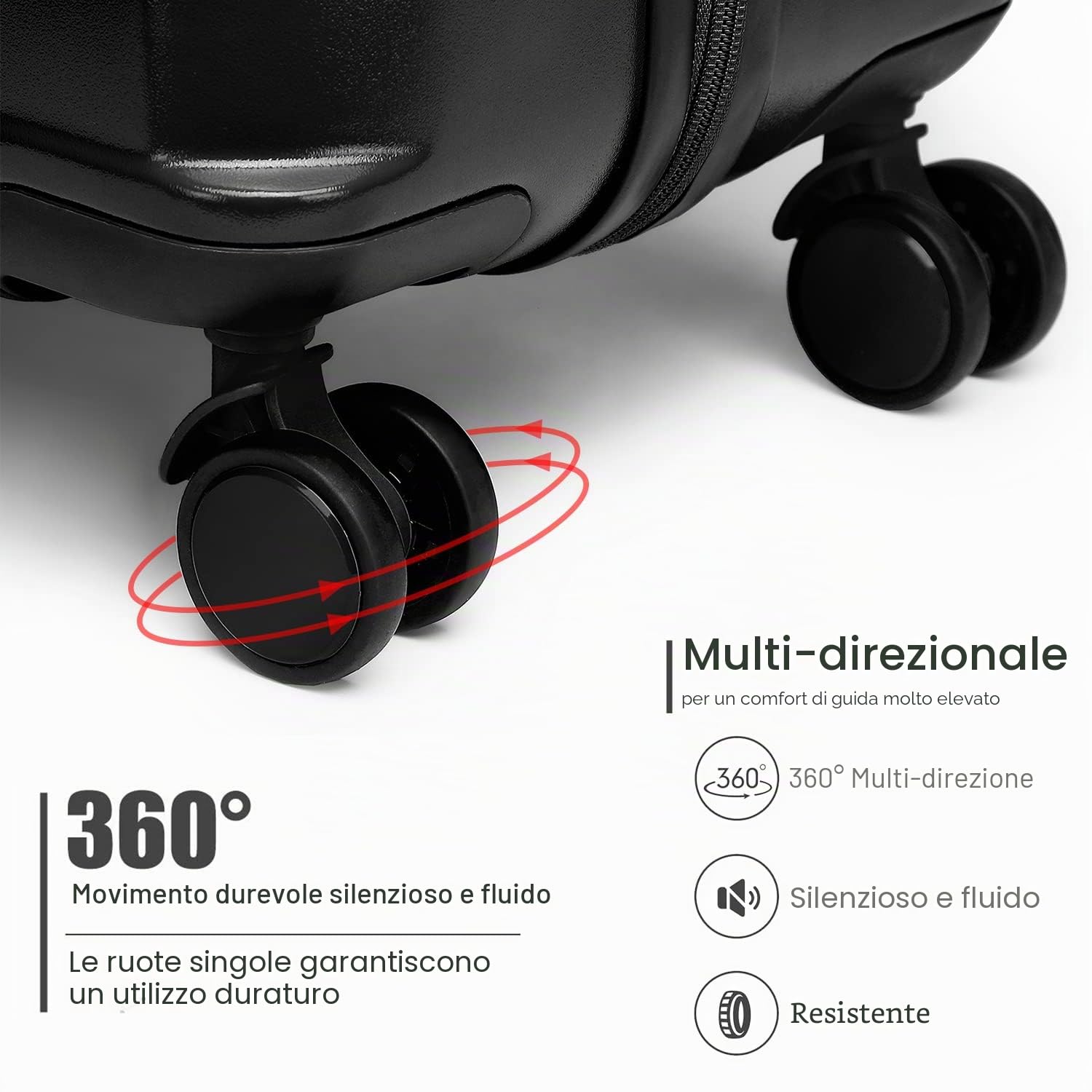 British Traveller Valigia Trolley Rigida Bagaglio a Mano da Viaggio ABS+PC Leggero con TSA Lucchetto (54cm,Nero)