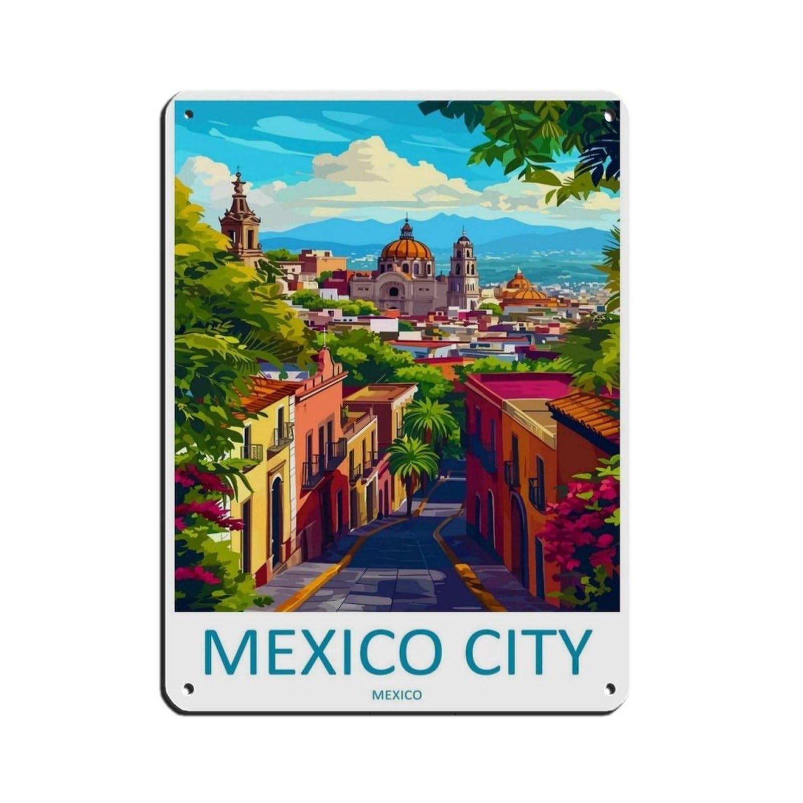 Mexico City Travel Art Poster（95） Retro Poster Metal Tin Sign Chic Art Retro Iron Painting Bar People Cave Cafe Family Garage Poster Wall Decoration 12x16inch(30x40cm)