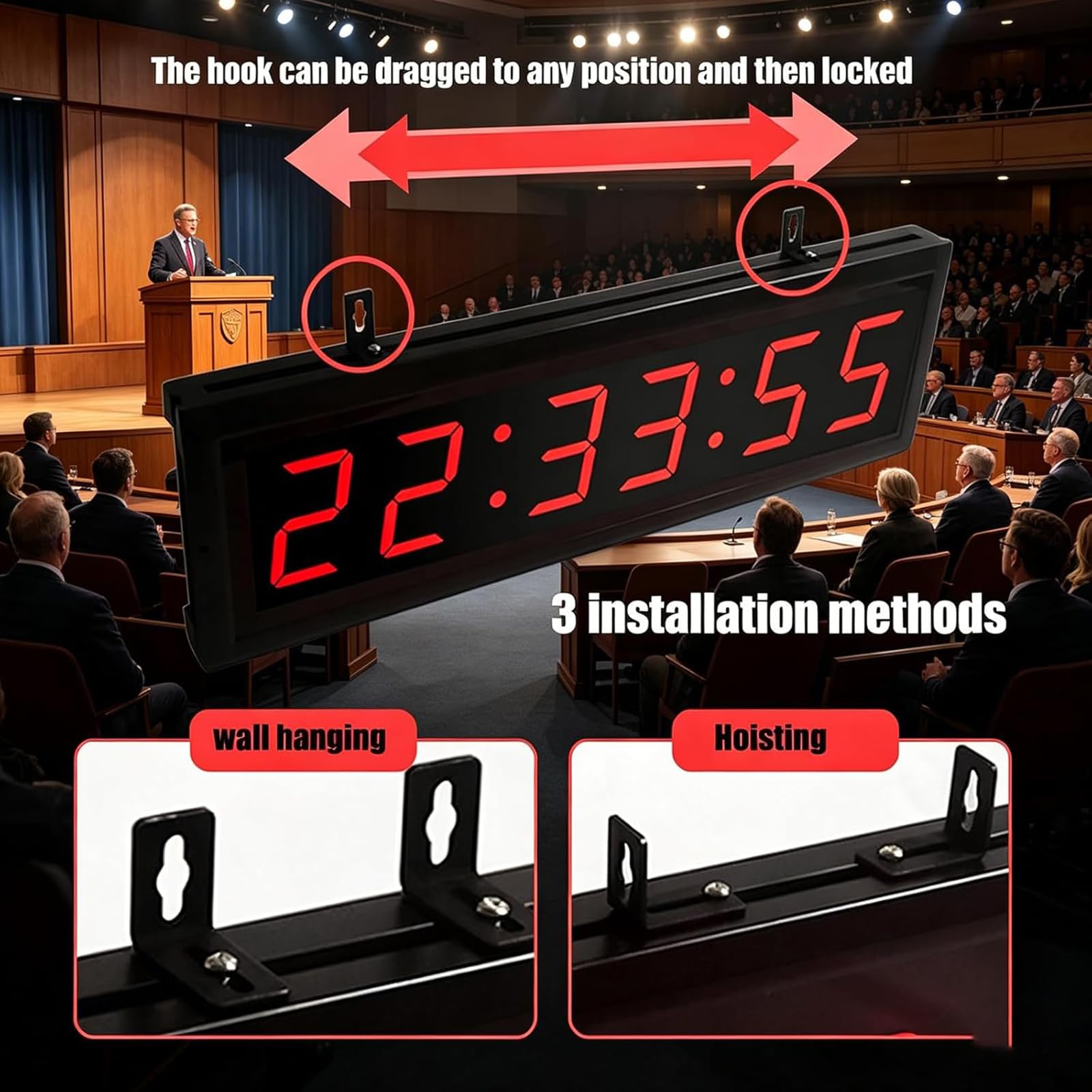 Reloj De Cronometraje Led para Carreras, Cronómetro De Doble Cara De 1,5 Pulgadas, Trípode/Control Remoto, Cronometraje Positivo/Ciclo/cronómetro/Cuenta Regresiva/Modo Reloj, para Gimnasio,
