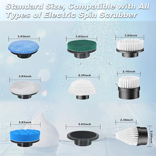 Miniatura 6 de Juego de cabezales de cepillo reemplazables, paquete de 9 cabezales de cepillo para limpiador giratorio eléctrico, cepillo giratorio inalámbrico
