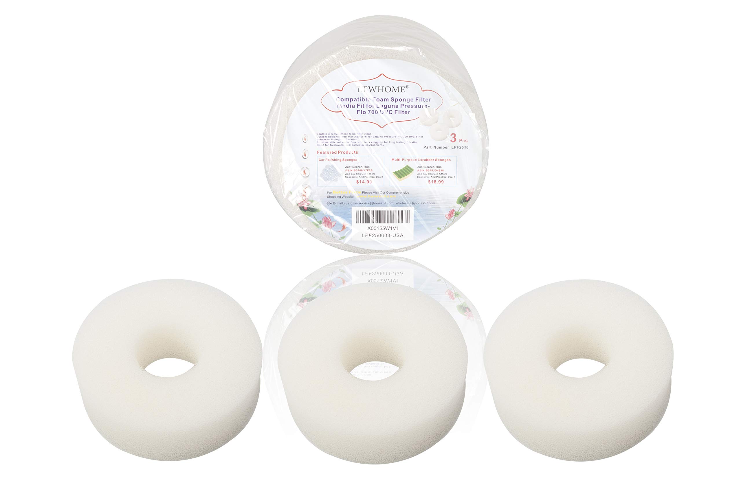 Compatible en Mousseux Eponge Filtration Médias Convient pour Laguna Pression Flo 2500 (Paquet de 3)