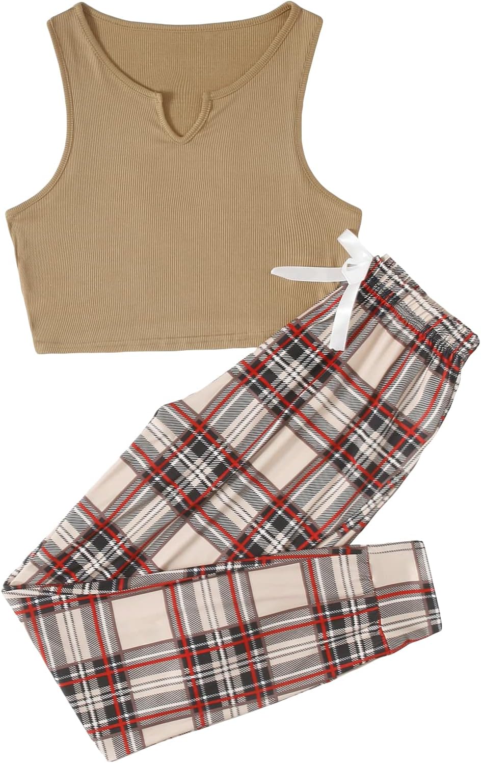 SheIn Women's Plaid Loungewear Set with Crop Tank Jamaica Ubuy
