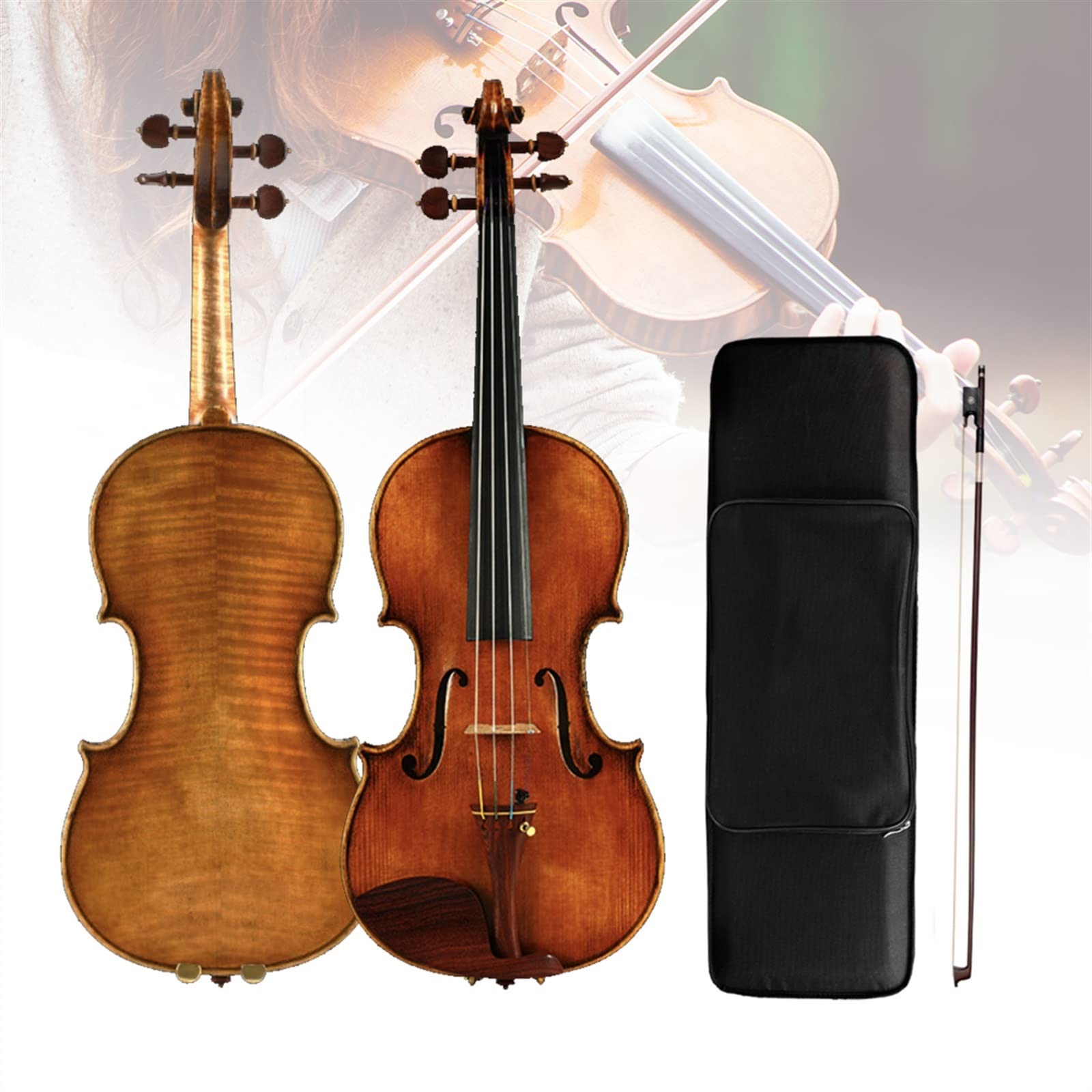 Violini per Studenti 4/4 Violino Top In Abete Europeo Fondo In Acero Violino Suono Ricco Con Arco Di Violino Ponte Per Violino Custodia Per Violino Professionale Violino