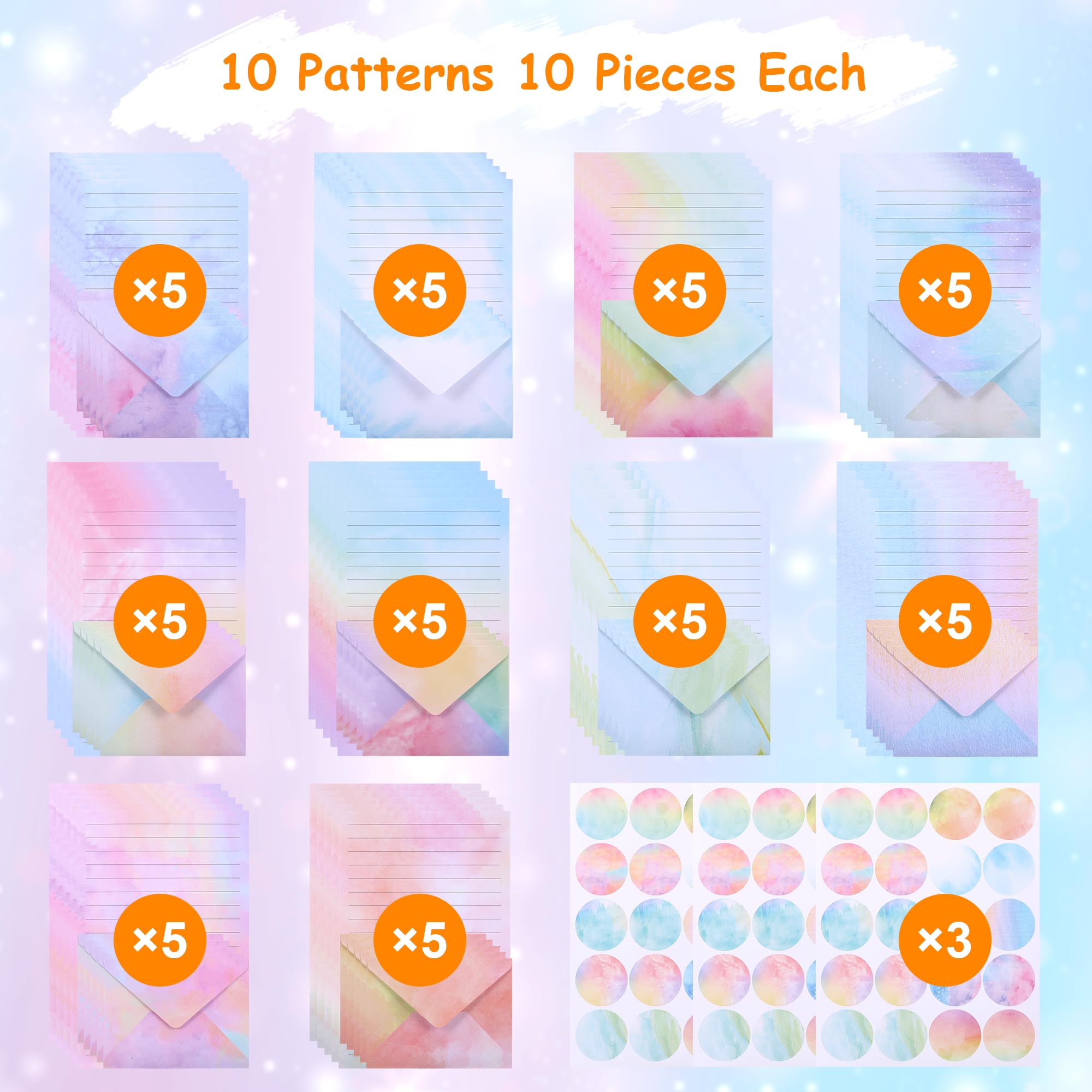 160 Stück Briefpapier Set - A5 Liniert Mit Umschlägen & Stickern