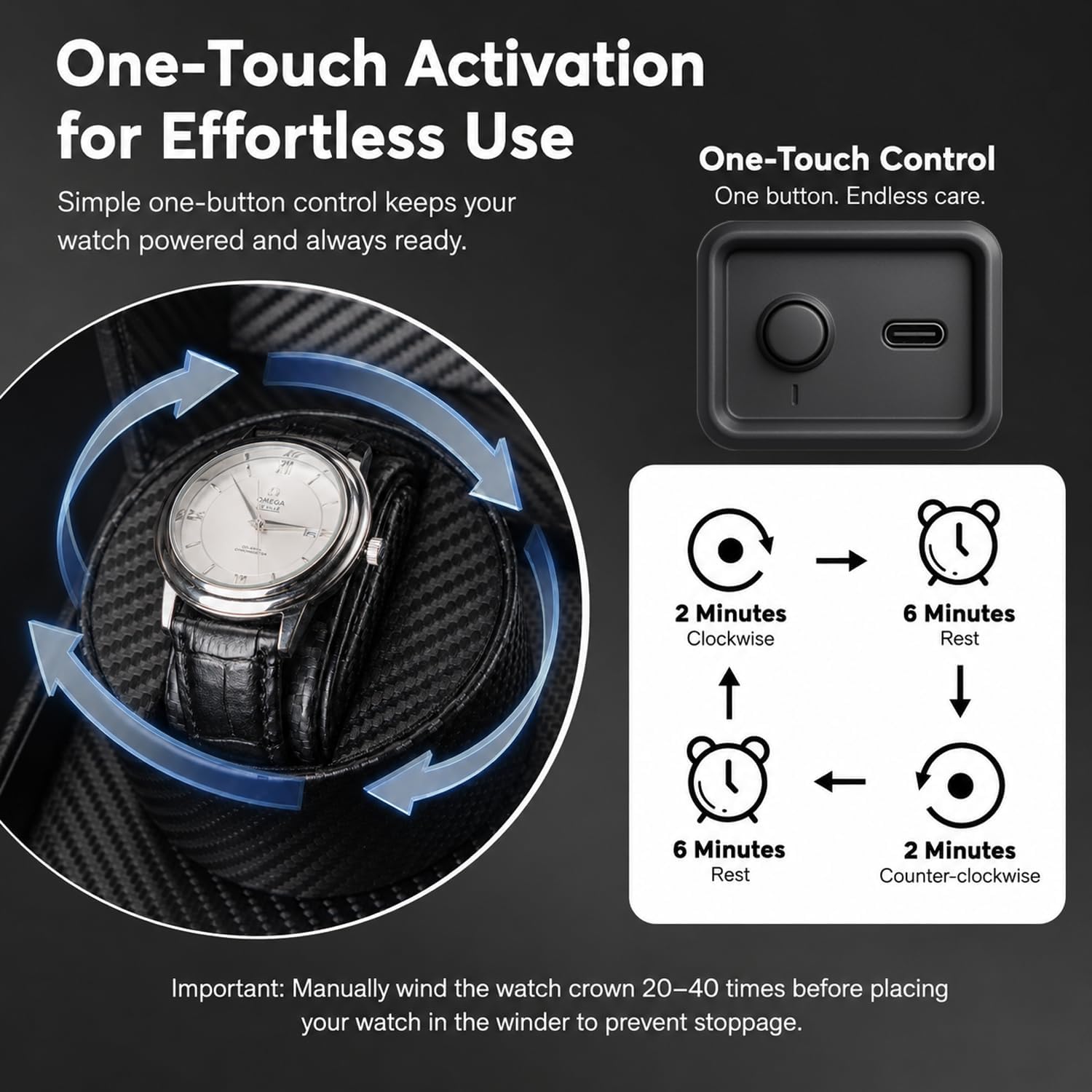 Watch Winder for Automatic Watches,Automatic Watch Winder Box,Double Watch Winder for Women's and Men's Watches with Quiet Japanese Mabuchi Motor (Style-1 Black)
