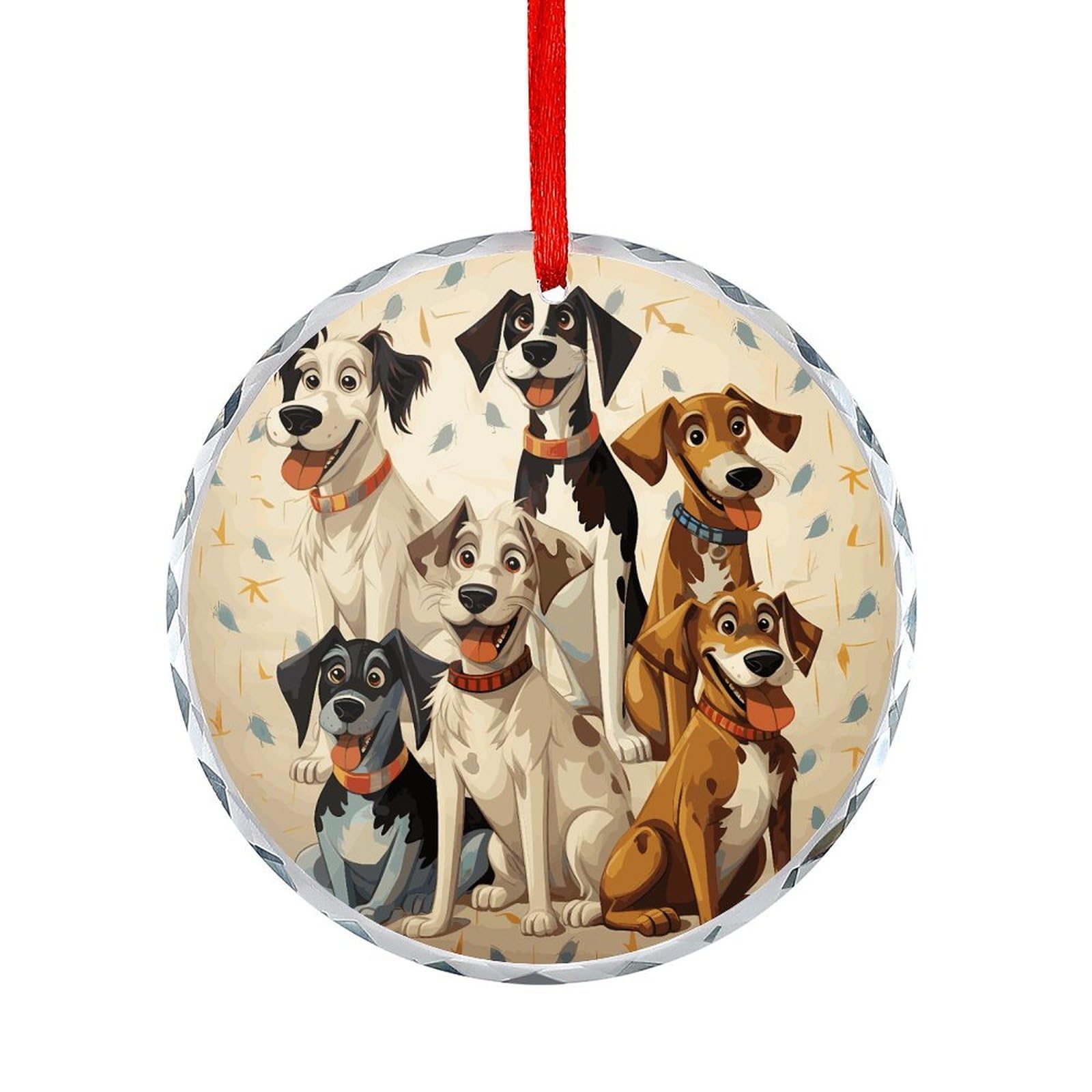 Btcowzrv Style Hound Dogs Round Ornament Hanging Pendant Decor