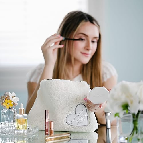 Miniatura 8 de Pavilion Gift Company Bolsa de maquillaje para mujer, blanco, marrón, 8" x 10", Blanco, marrón, Bolsa de maquillaje