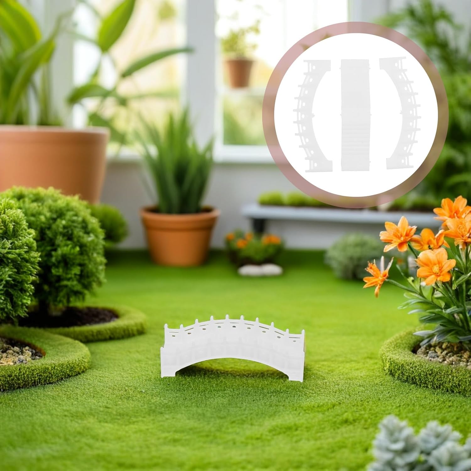 Miniature Arch Bridge Figurine 1: 100 Plastic Model for Terrariums