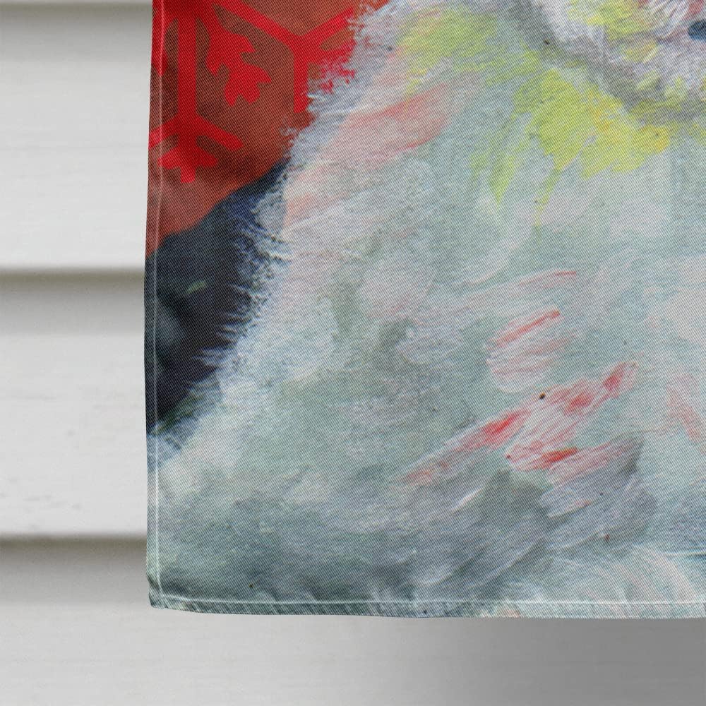 Caroline's Treasures LH9351CHF Old English Sheepdog Red Green Snowflakes Holiday Christmas House Flag Large Porch Sleeve Pole Decorative Outside Yard Banner Artwork Wall Hanging, Polyester, House Siz