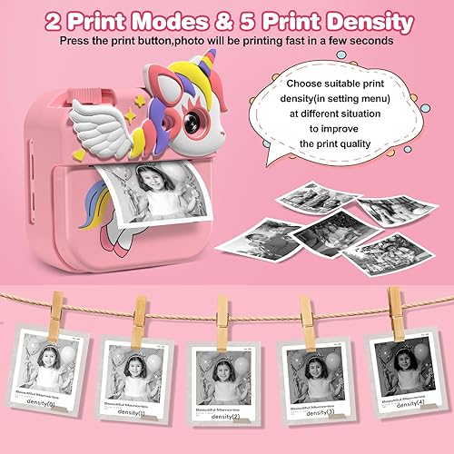 Miniatura 3 de Cámara instantánea para niños de 3 a 8 años, regalos de Navidad, cumpleaños, pantalla de 2.0 pulgadas, cámara de video HD de 12 MP1080P, cámara