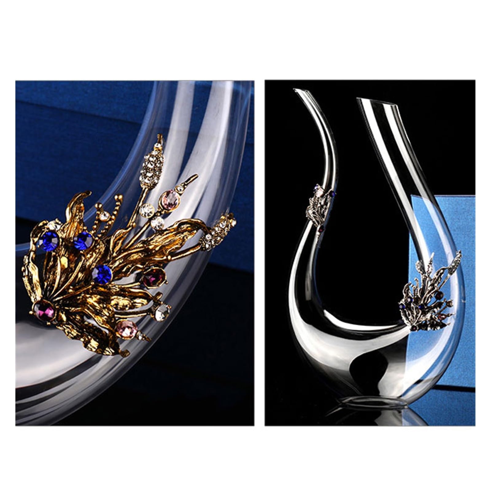Caraffa decantatore vino Set di bicchieri da vino rosso in cristallo smaltato, calice for la casa, decanter for(Gold)