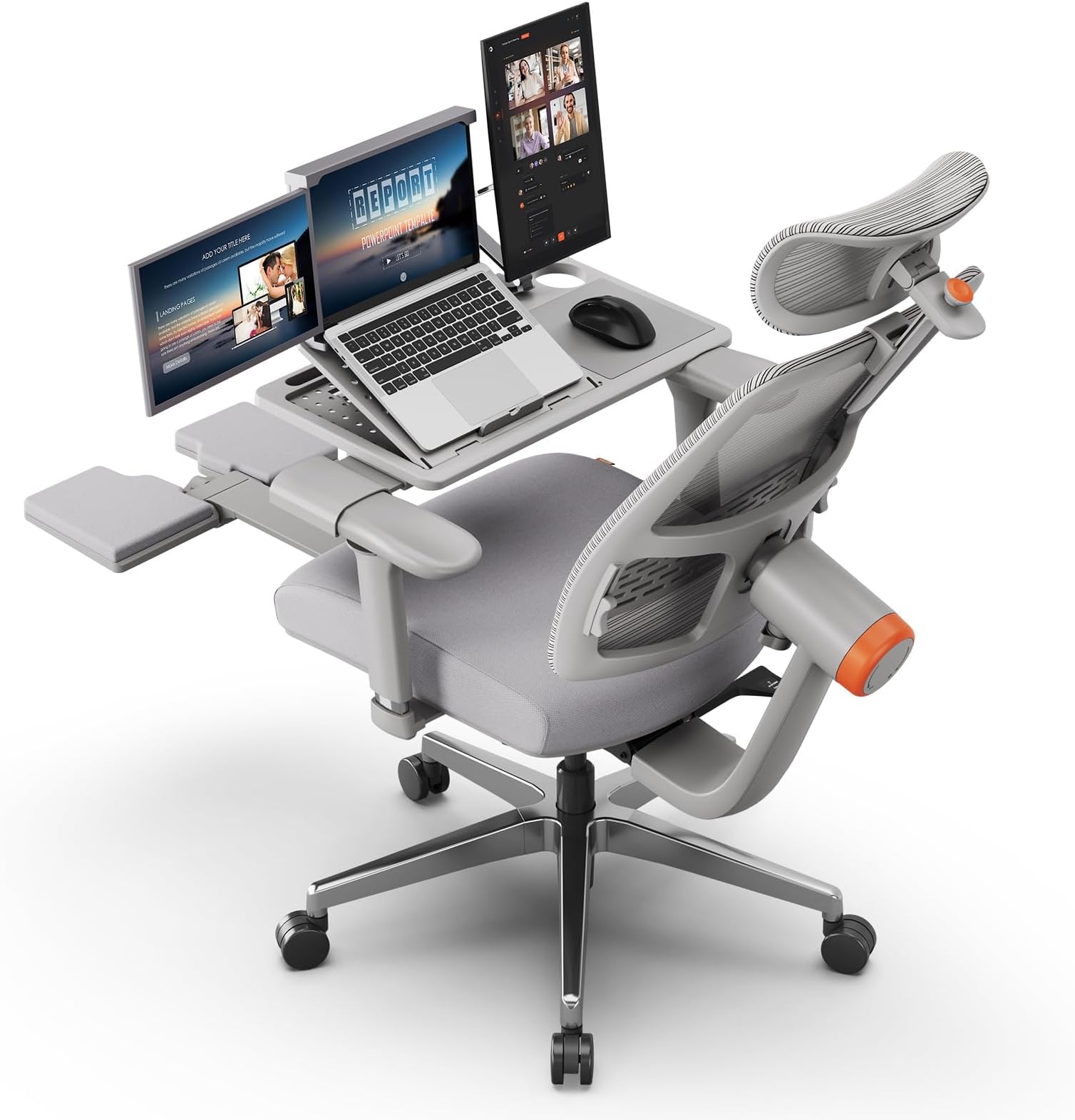 Newtral Ergonomic Office Chair & Laptop Table - Home Office Chair with with Auto-Following Backrest & Headrest, 96°-136° Reclining, 4D Armrest, Seat Depth & Height Adjustable for Long Time Sitting