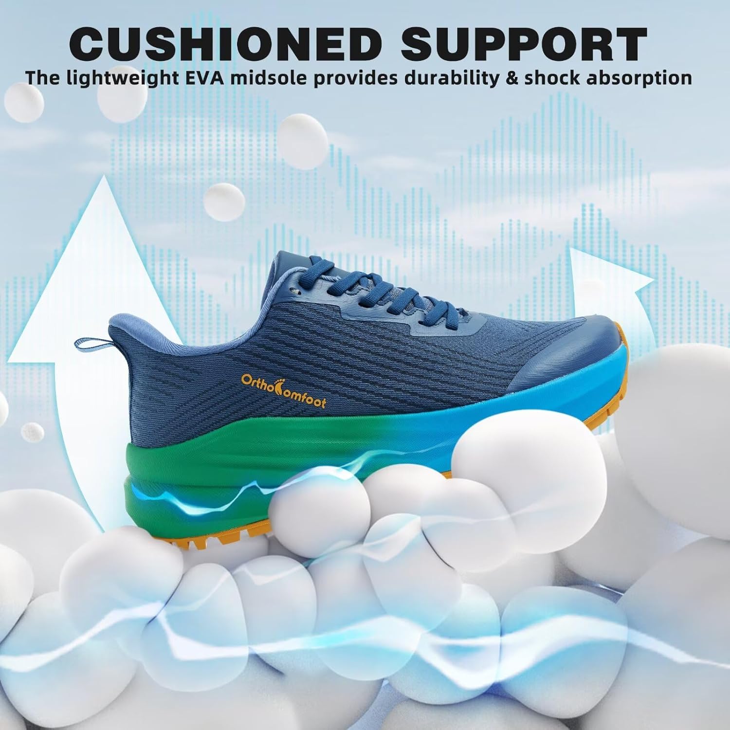 Men's Orthopedic Wide Plantar Fasciitis Shoes: Comfortable Arch Support Diabetic Orthotic Flat Feet Trail Running Athletic Hiking Sneakers, Casual Sports Trekking Walking Shoes for Foot Heel Pain - Image 8