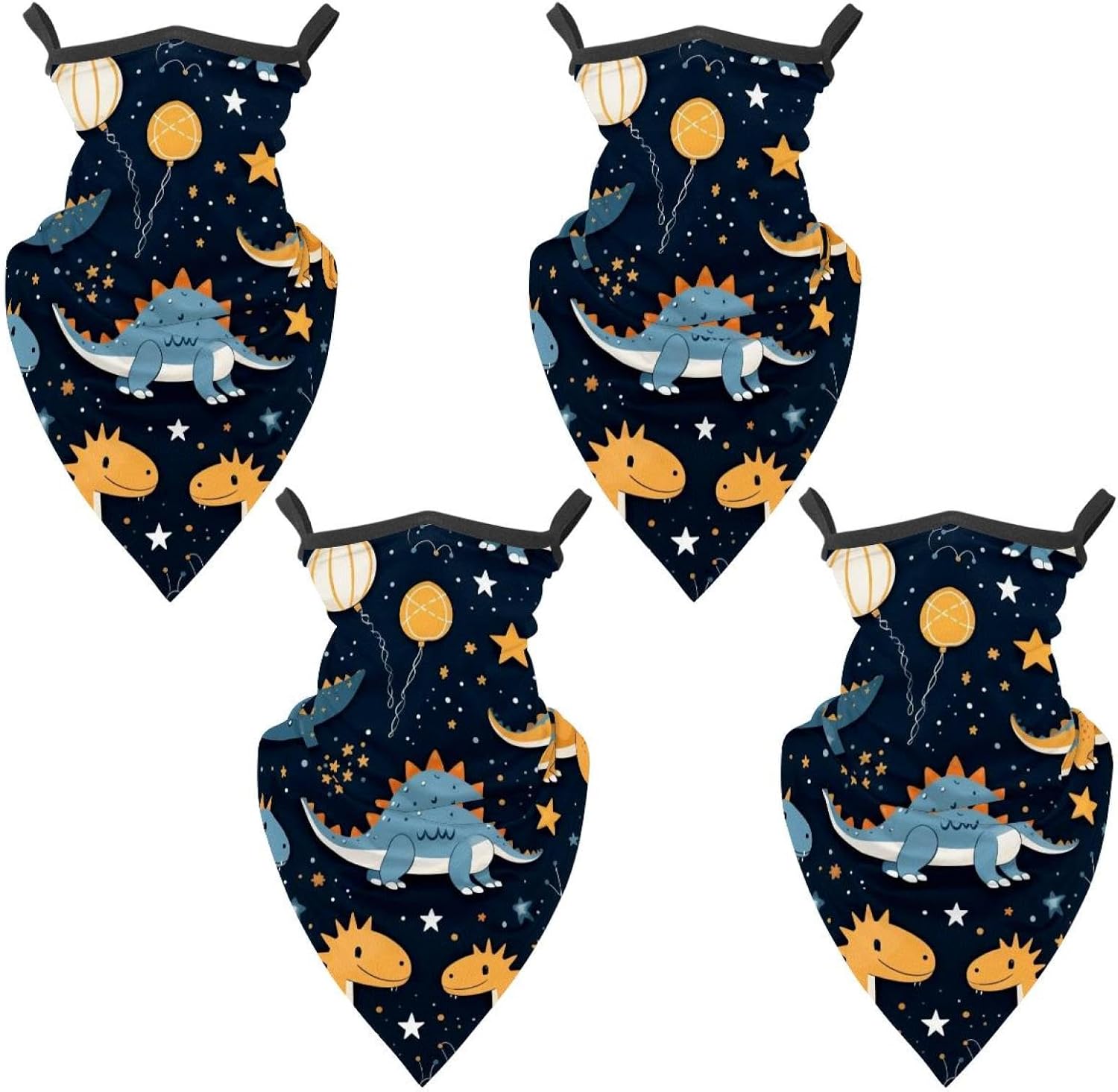 4 Pieces Starry Dinosaur Neck Gaiter Bandana Face Mask, Sun Cooling Scarf Gator Cover Head for Men Women