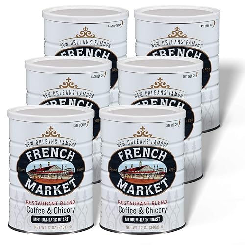 French Market Coffee - Mezcla de restaurante de café y achicoria, molido, tostado medio oscuro