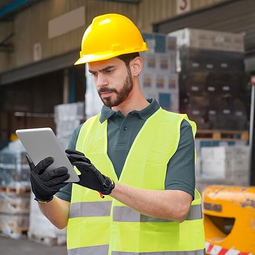 Miniatura 4 de KAYGO Guantes de trabajo para hombres, 3 pares de guantes de trabajo mecánicos KG125M para todos los usos, excelente agarre, resistentes, destreza