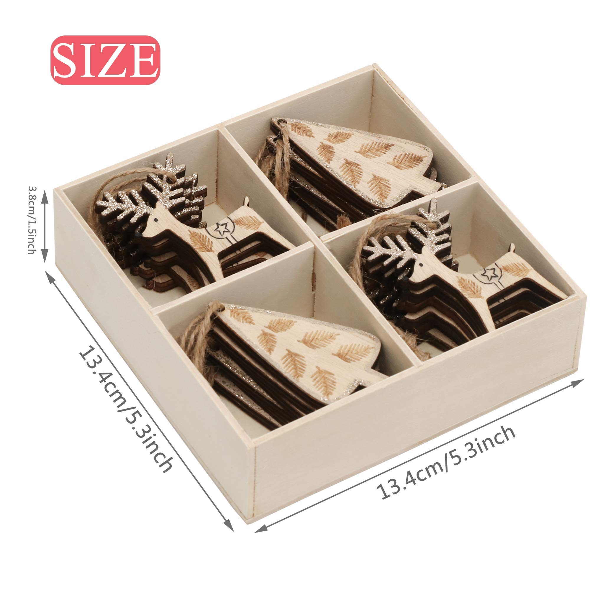 6x Holz Rentier Anhänger Weihnachtsdeko - Christbaumschmuck 8x11cm