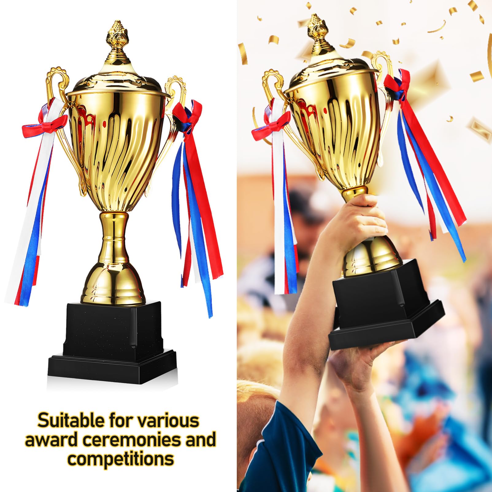 WOONEKY Copa Grande de Metal para Deportivas Premios de Fútbol y Baloncesto con Base Estable y Diseño Elegante