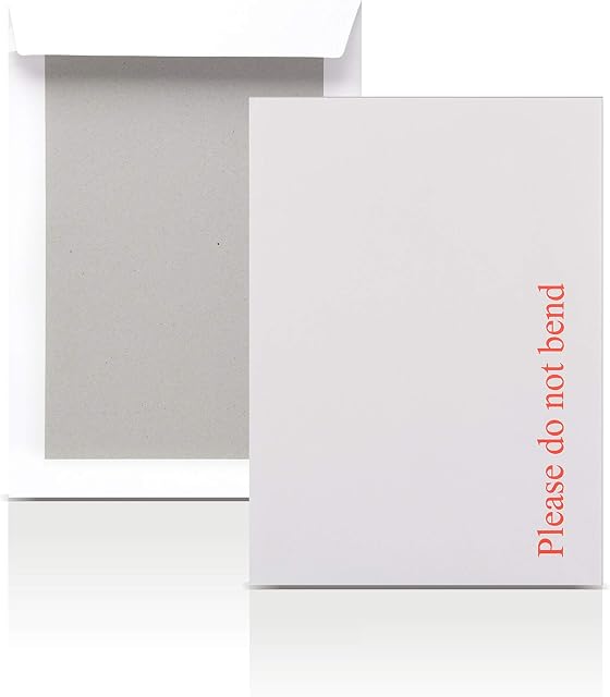 AKAR A5 (C5) Cardboard Envelope Mailer Hard Board Backed Envelopes White - 23x16 cm - 229x162mm "Please DO NOT Bend" Printed (Pack of 20)